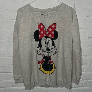 Disney Light Gray Minnie Mouse Sweatshirt with Red Bow